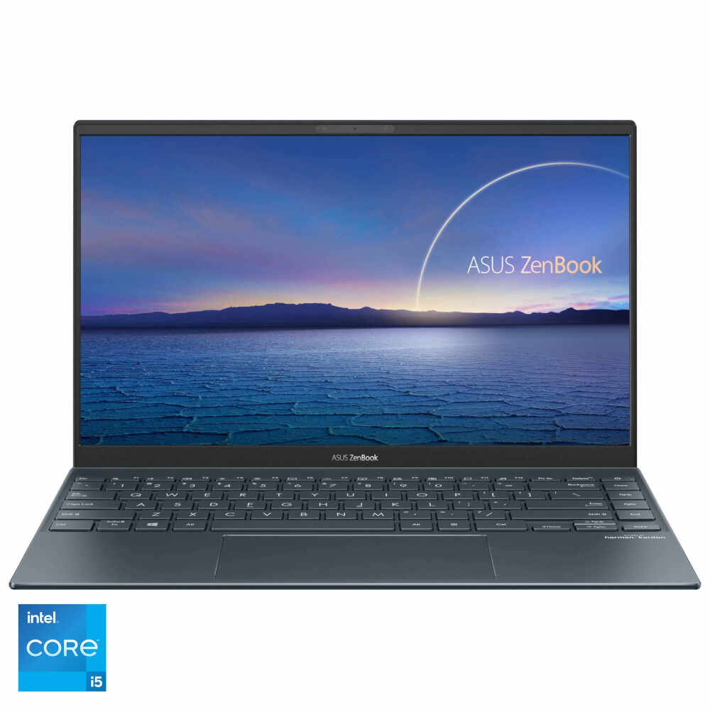 Laptop ASUS ZenBook 14 UX425EA-KI501, Intel Core i5-1135G7, 14 inch, Full HD, 8GB, 1TB SSD, Intel Iris Xe Graphics, Free DOS, Gri Inchis