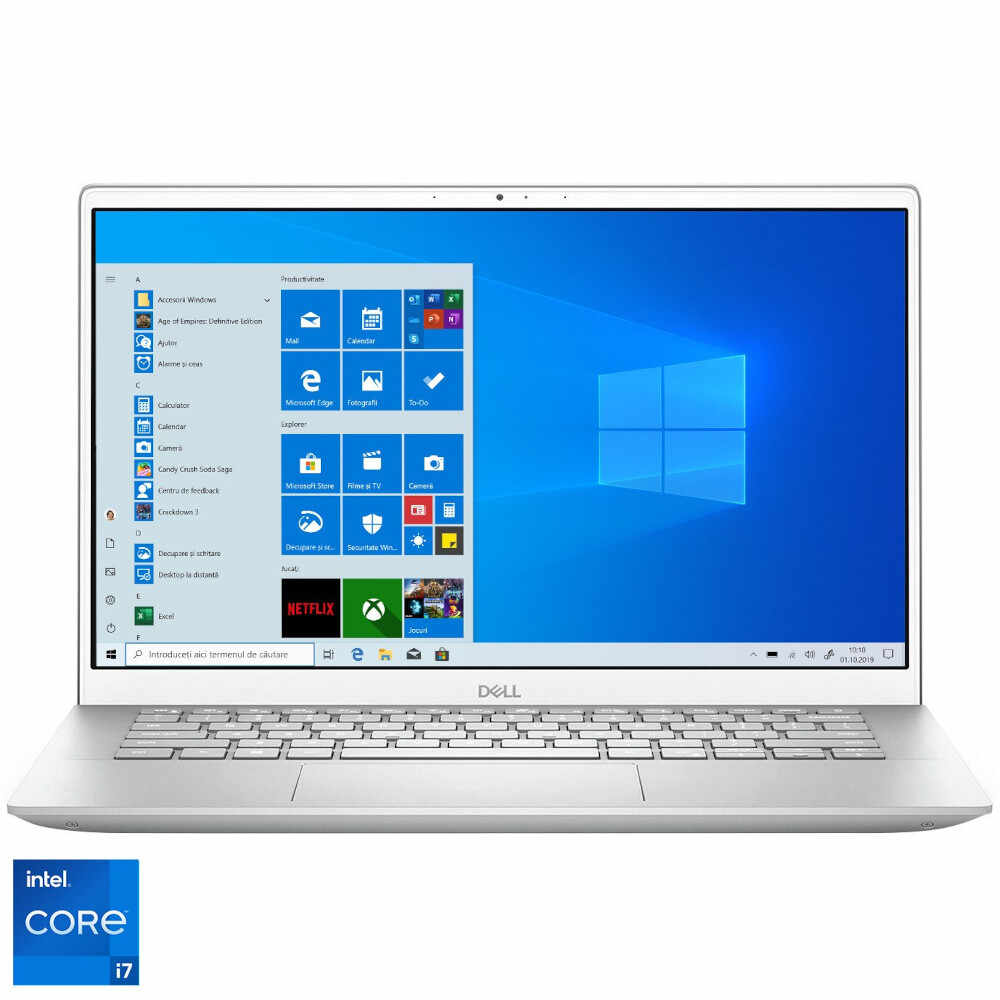 Laptop Dell Inspiron 5402, 14 inch, Full HD, Intel Core i7- 1165G7, 8GB, 512GB SSD, Intel Iris Xe, Windows 10 Pro, Platinum Silver