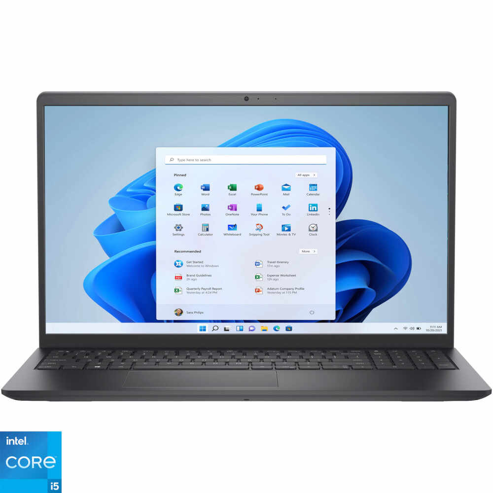 Laptop Dell Vostro 3510, 15.6 inch, Full HD, Intel Core i5-1135G7, 16GB, 512GB SSD, Intel Iris Xe Graphics, Windows 11 Pro, Carbon Black