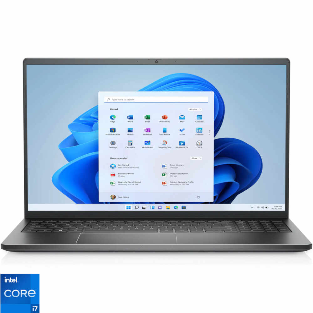 Laptop Dell Vostro 7510, 15.6 inch, Full HD, Intel Core i7-11800H, 16GB, 512GB SSD, NVIDIA GeForce RTX 3050, Windows 11 Pro, Negru