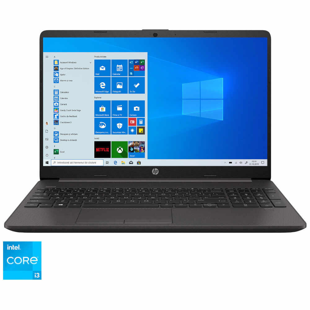 Laptop HP 250 G8 2X7V0EA, Intel Core i3-1115G4, 15.6inch, Full HD, 8GB, 256GB SSD, Intel UHD Graphics, Windows 10 Pro, Argintiu Inchis