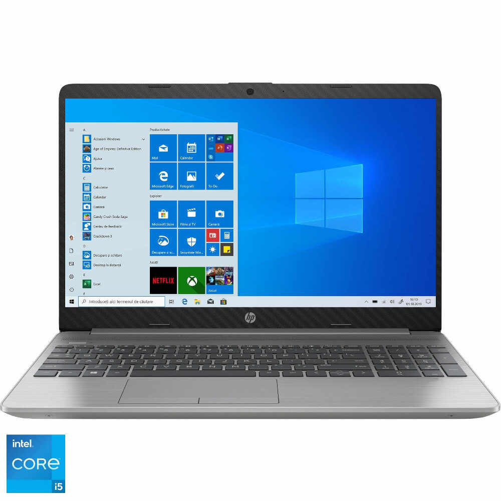 Laptop HP 250 G8, Intel Core i5-1135G7, 8GB, 256GB SSD, Intel Iris Xe Graphics, Windows 10 Pro, Asteroid Silver