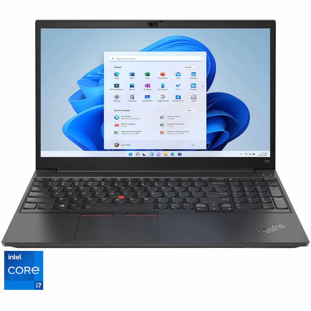 Laptop Lenovo ThinkPad E15 Gen 2, Intel Core i7-1165G7, 15.6