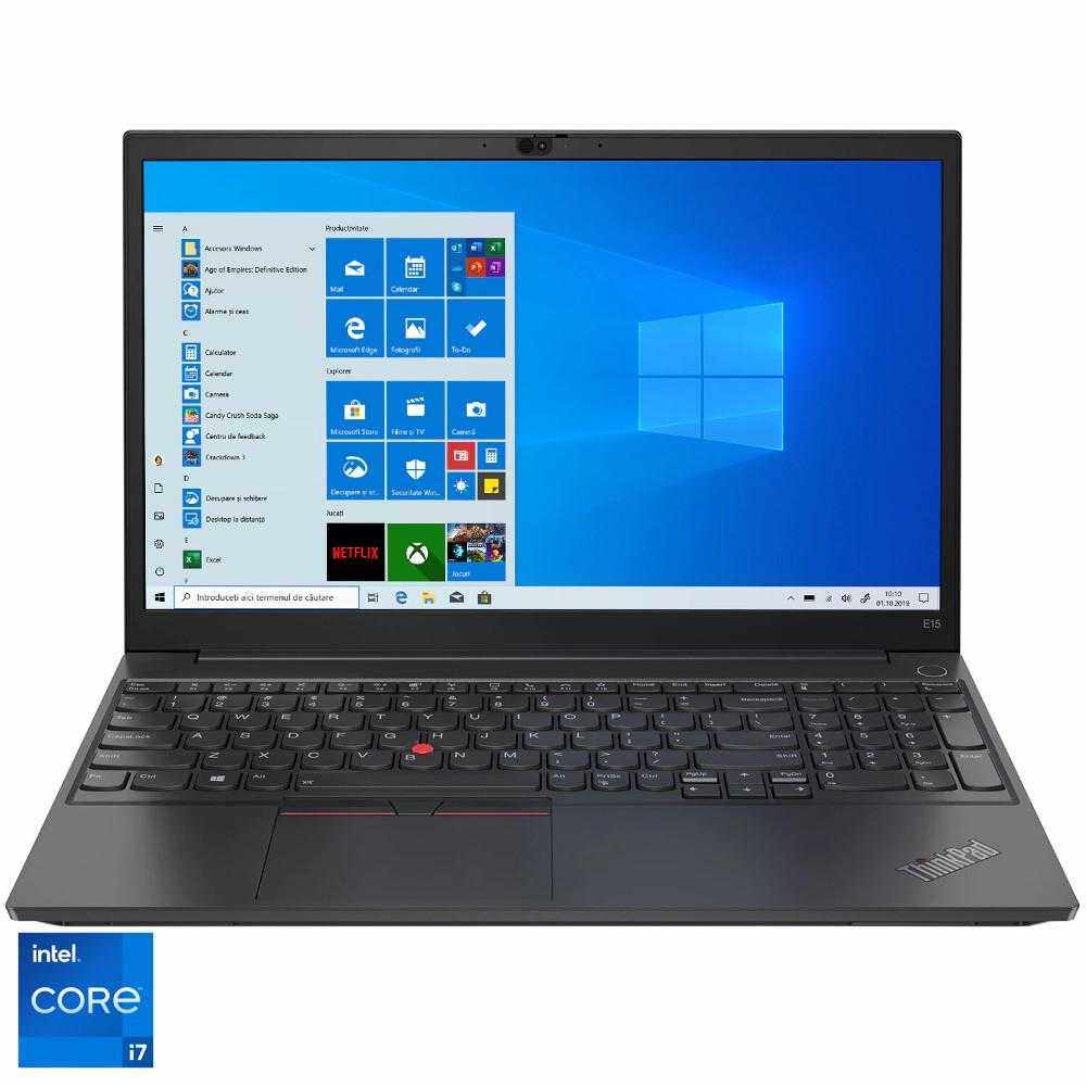Laptop Lenovo ThinkPad E15 Gen 2, Intel® Core™ i7-1165G7, 16GB DDR4, SSD 512GB, NVIDIA GeForce MX450 2GB, Windows 10 Pro