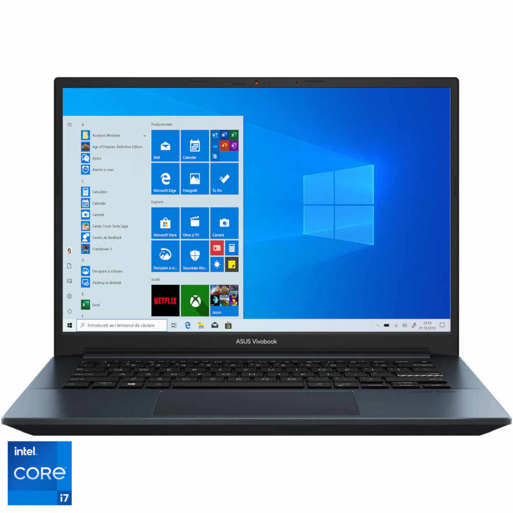 Laptop ultraportabil ASUS K3400PH, 14 inch, OLED, 2.8K, Intel Core i7-11370H, 8GB, 512GB SSD, NVIDIA GeForce GTX 1650, Windows 10 Home, Quiet Blue