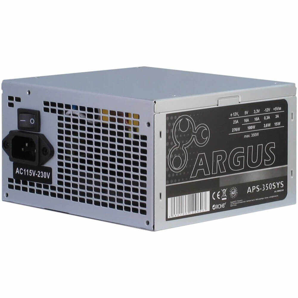Sursa Inter-Tech Argus APS-350SYS, 350 W, PFC Activ, Single rail, Ventilator 120mm, Eficienta 85.5%
