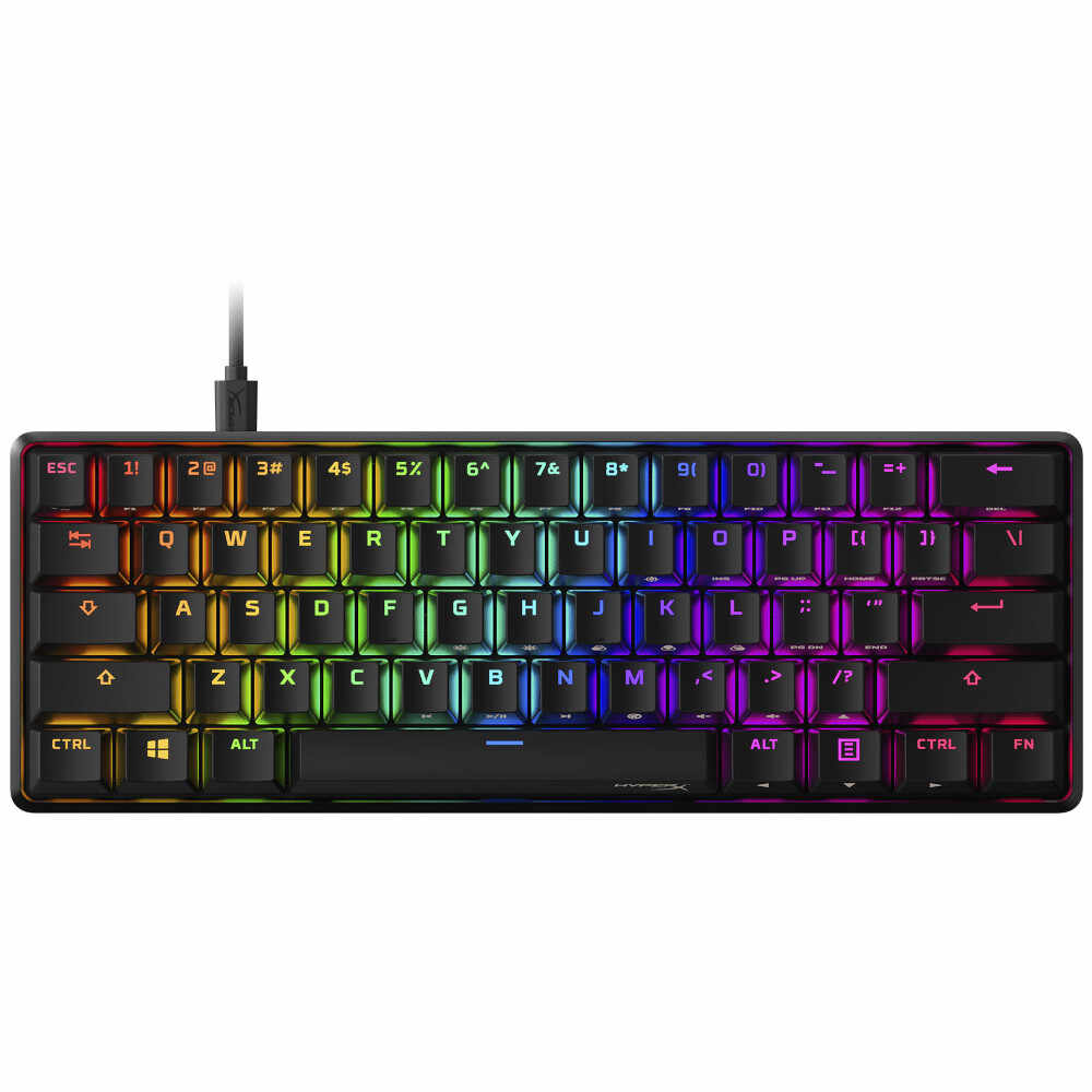 Tastatura gaming Mecanica HyperX Alloy Origins 60, Anti-Ghosting, iluminata RGB, HyperX Red Switch, US
