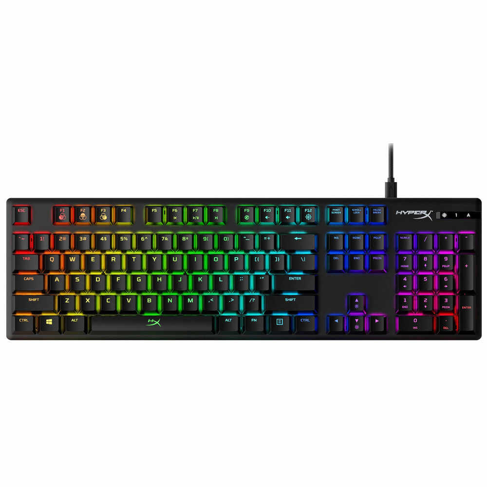 Tastatura gaming mecanica HyperX Alloy Origins, switch HX-Aqua, RGB, Negru