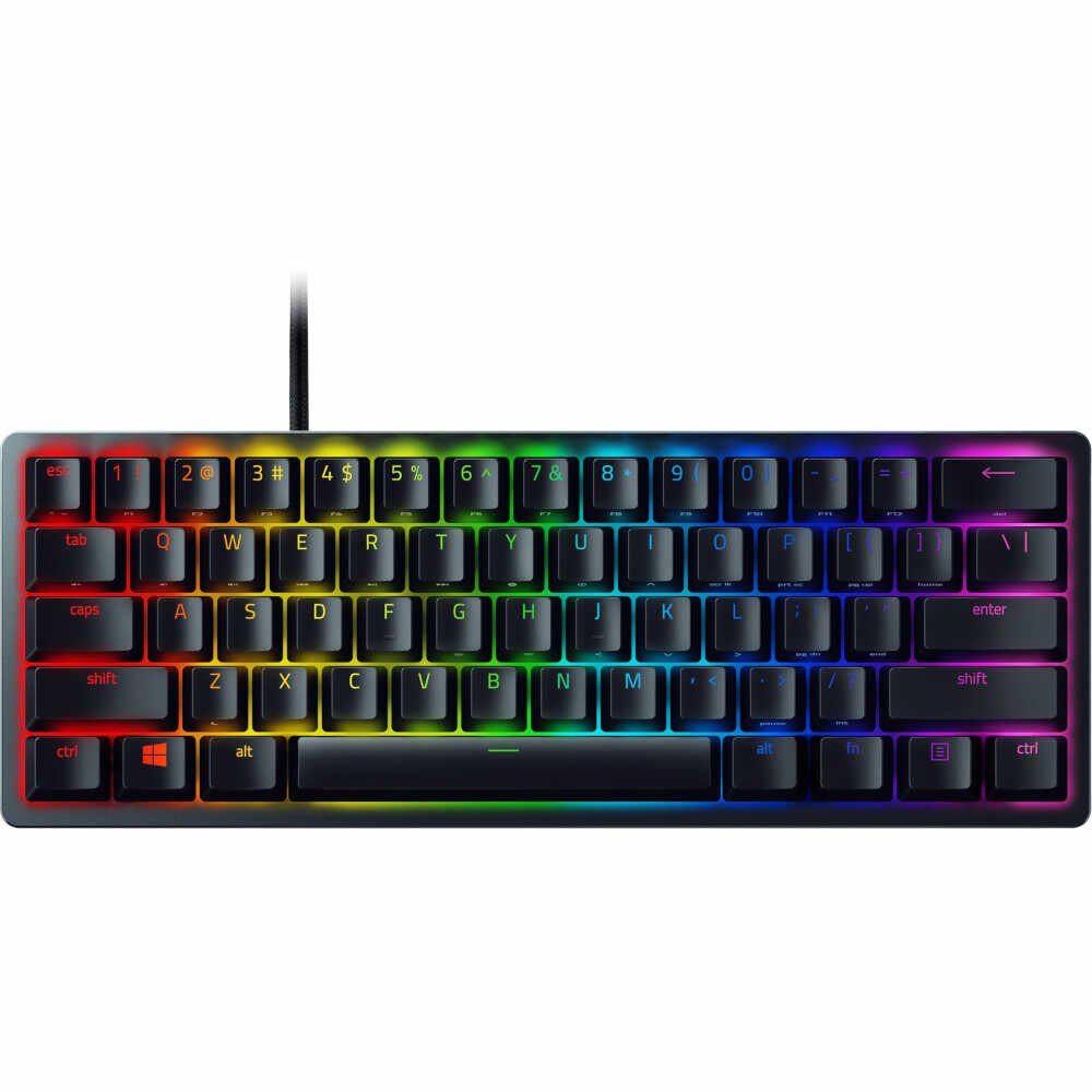 Tastatura Gaming mecanica Razer Huntsman Mini, Razer Chroma RGB, Switch optic Purple, Layout US, Negru