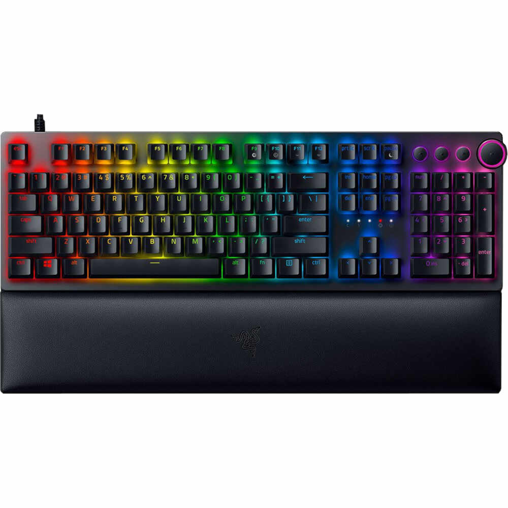 Tastatura gaming Razer Huntsman V2, Linear Optical Switch, Razer Chroma RGB, Layout US, Negru
