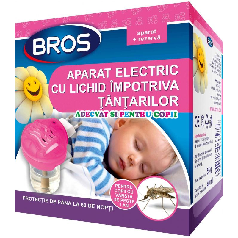Bros Aparat Electric Pentru Copii cu Rezerva Lichida 40 ml Impotriva Tantarilor