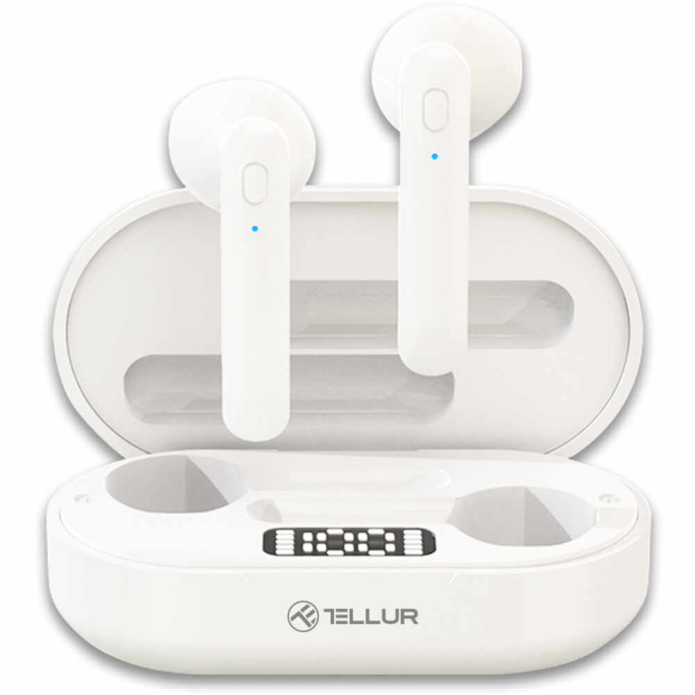Casti audio In-Ear Tellur Flip, True Wireless, Bluetooth, Alb