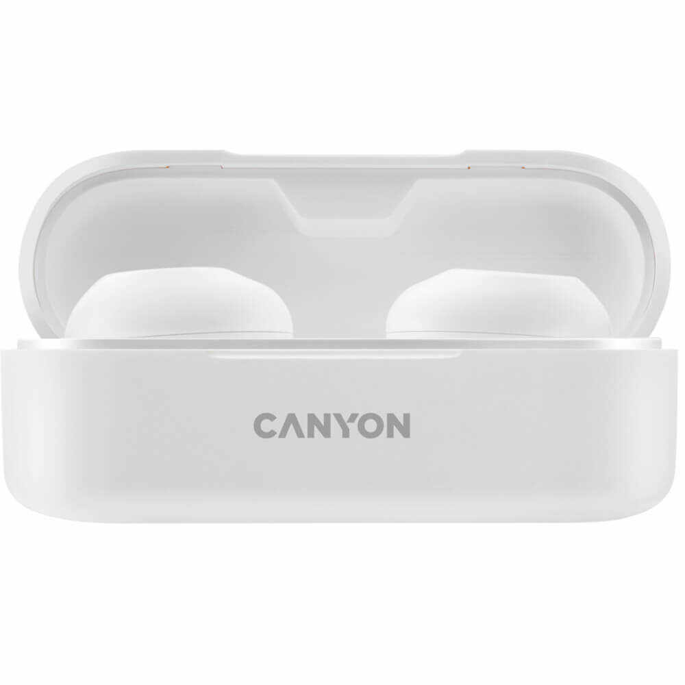 Casti True Wireless Canyon TWS-1, Bluetooth, Waterproof IPX4, Alb