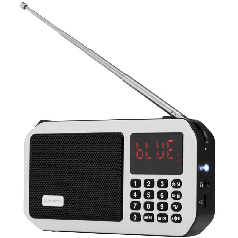 Radio portabil cu acumulator GoGEN FMP 125 BTW, FM, Bluetooth, lanterna, card micro SD, alb