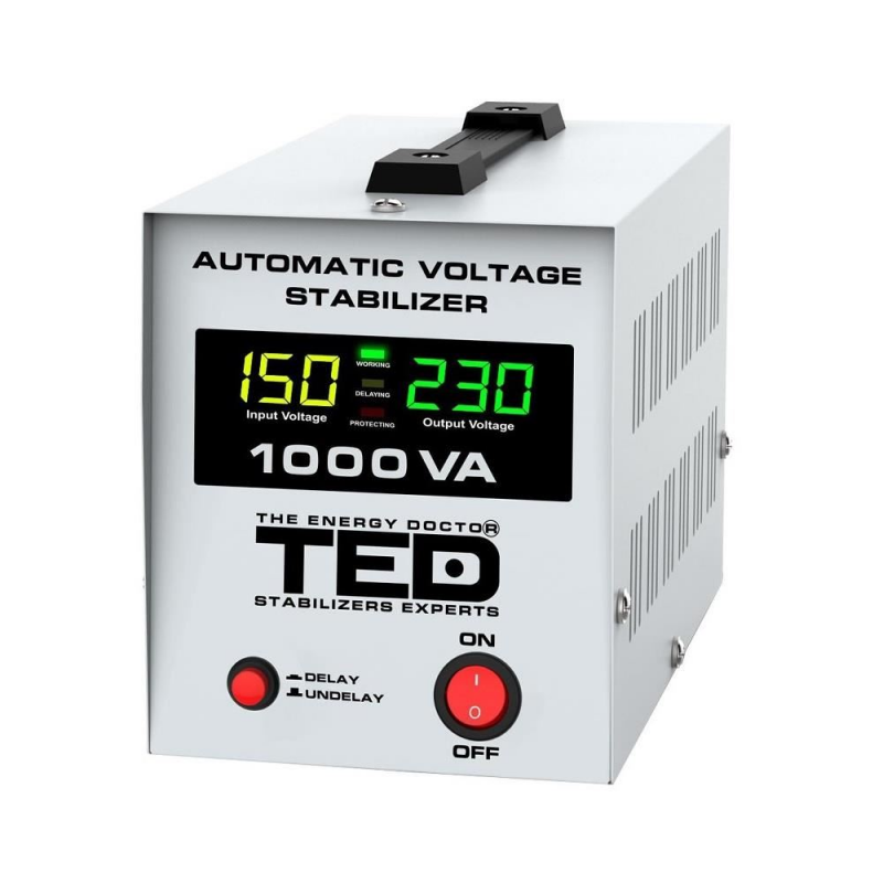 Stabilizator de tensiune automat Ted Electric TED-AVR1000L, 1000VA / 600W, Unda sinusoidala pura