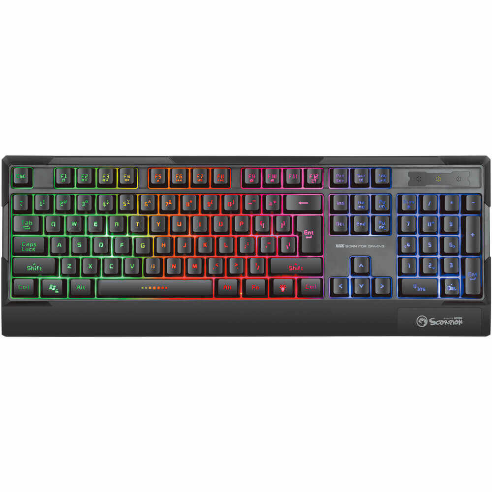 Tastatura gaming Marvo K606, USB, iluminare Rainbow, Negru