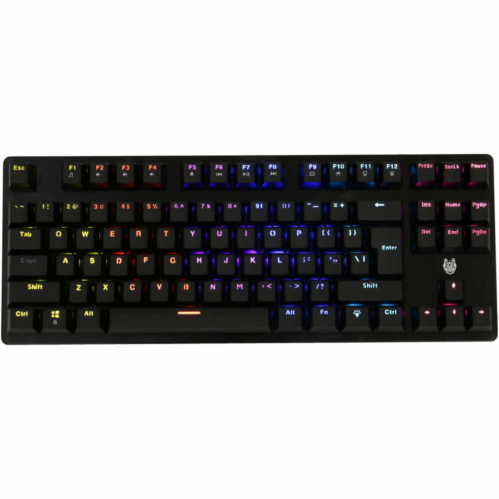Tastatura gaming mecanica A+ K75, Iluminare rainbow, Negru
