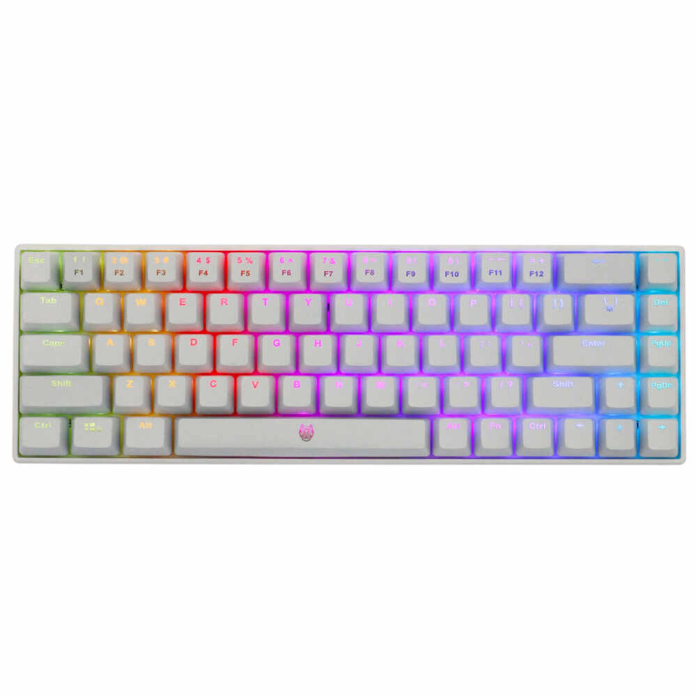 Tastatura gaming mecanica A+ K77W, Iluminare RGB, Alb