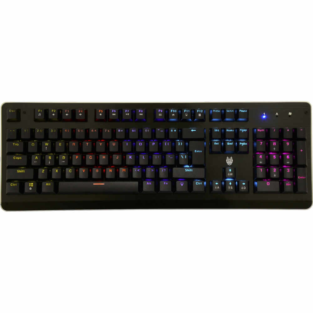 Tastatura gaming mecanica A+ Seth, Iluminare rainbow, Negru