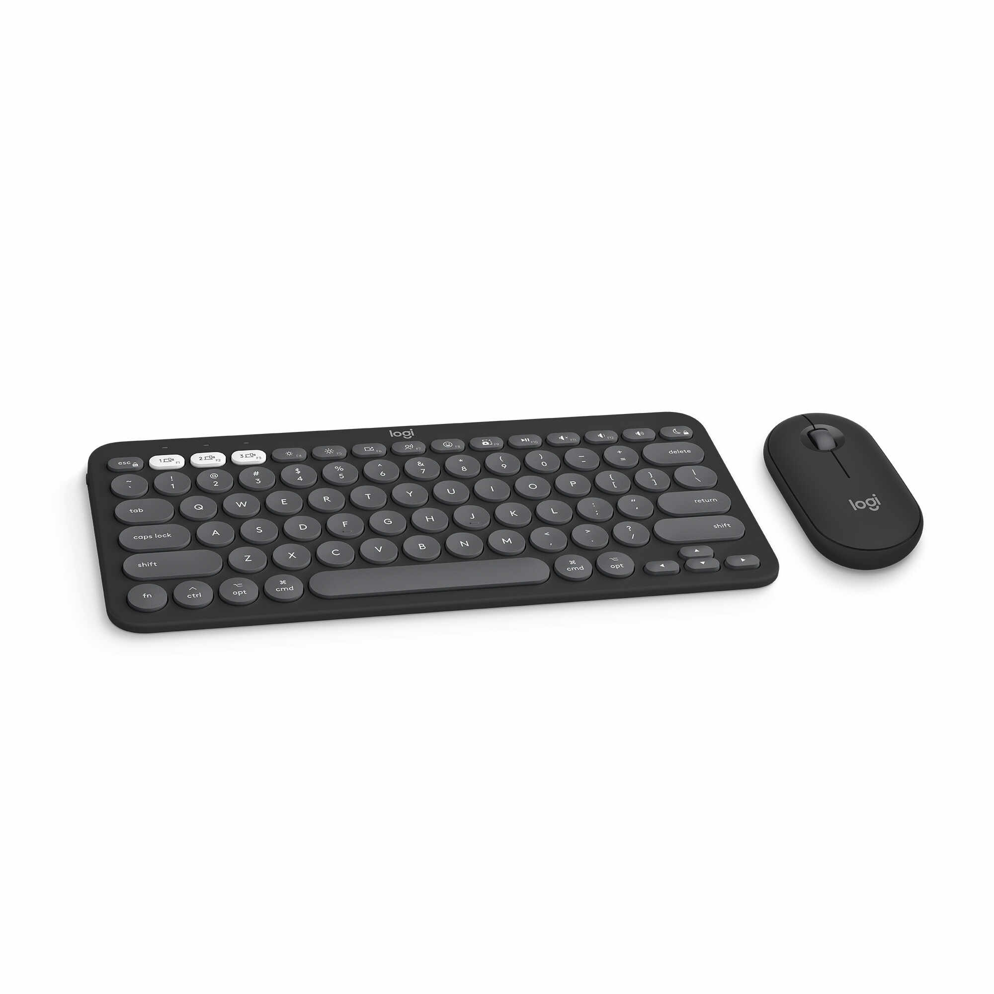 Kit tastatura + mouse Logitech Pebble 2, pentru MAC, Wireless, Negru