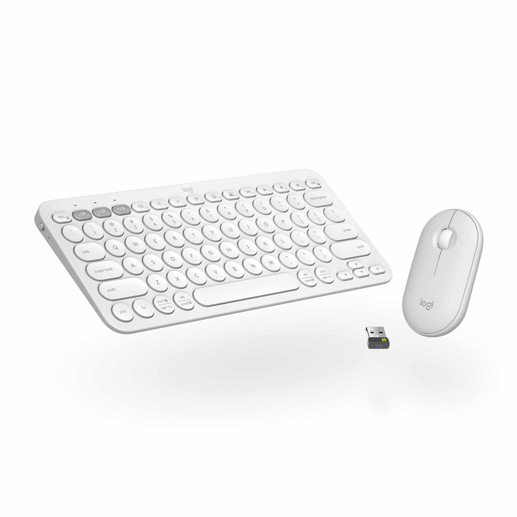 Kit tastatura + mouse Logitech Pebble 2, Wireless, Alb