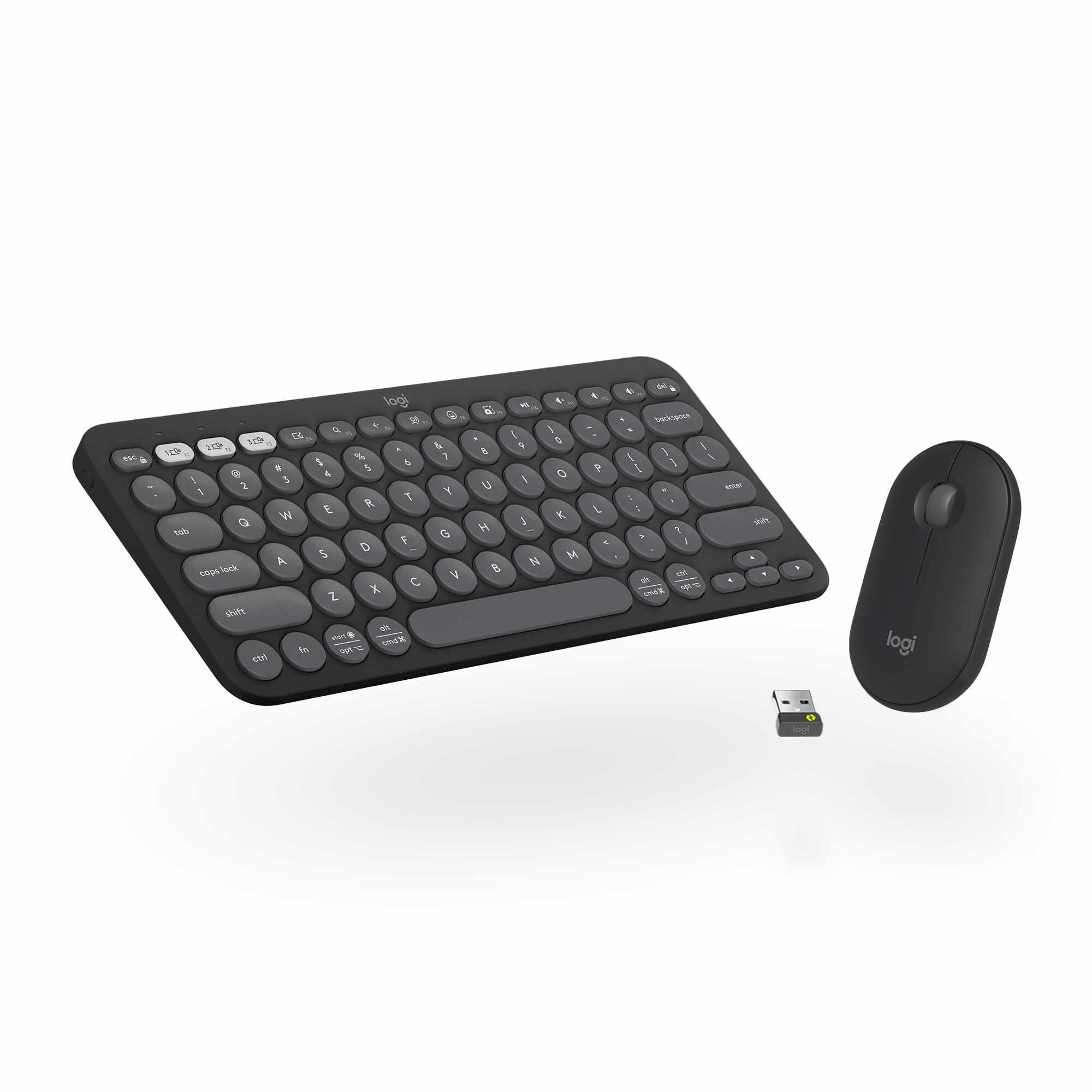 Kit tastatura + mouse Logitech Pebble 2, Wireless, Negru