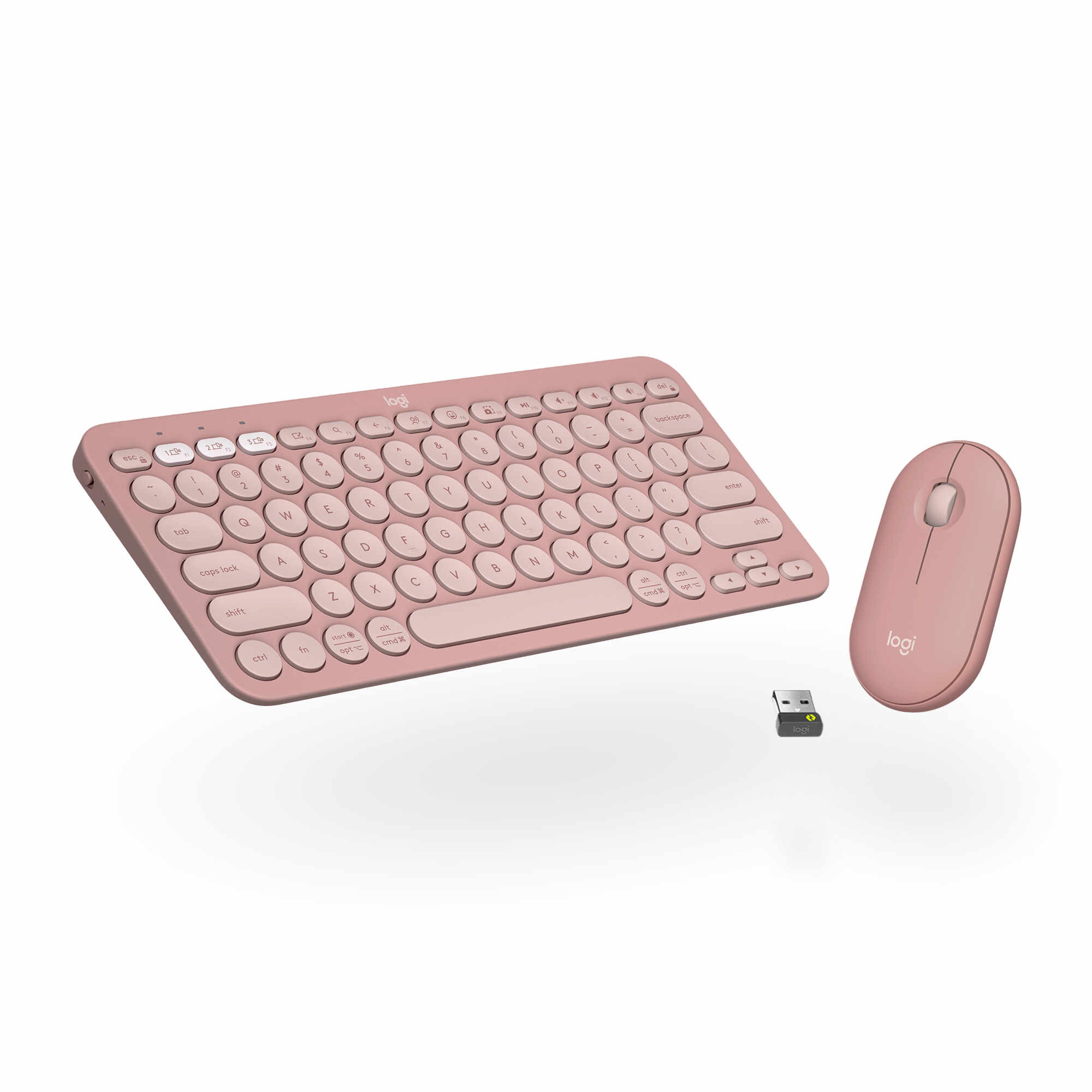Kit tastatura + mouse Logitech Pebble 2, Wireless, Roz