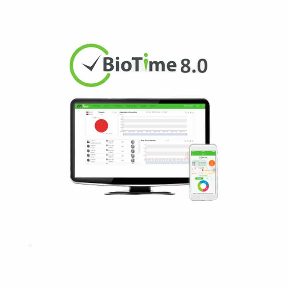Licenta software Zkteco Biotime 8, PC/Server, 200 dispozitive, 10000 utilizatori