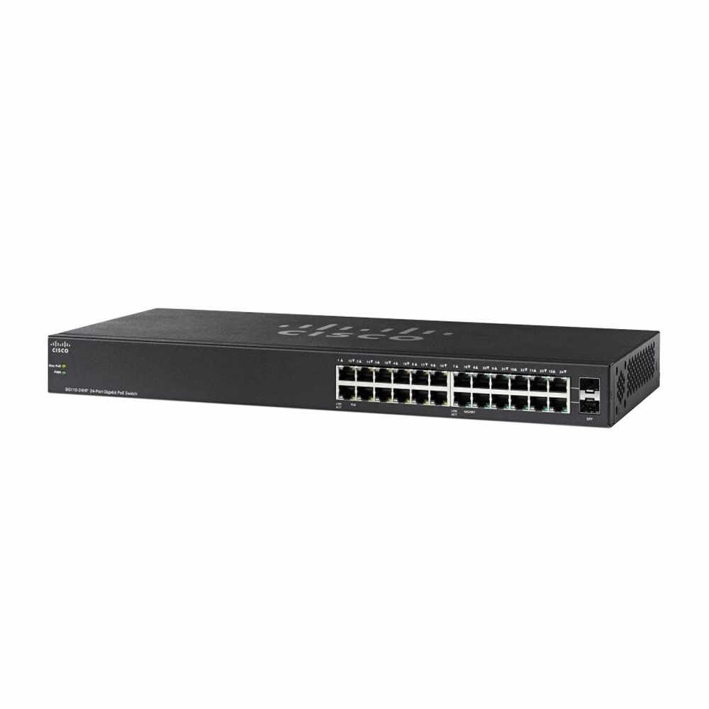 Switch cu 24+2 porturi Cisco SG110-24HP, 10/100/1000 Mbps, Gigabit, PoE