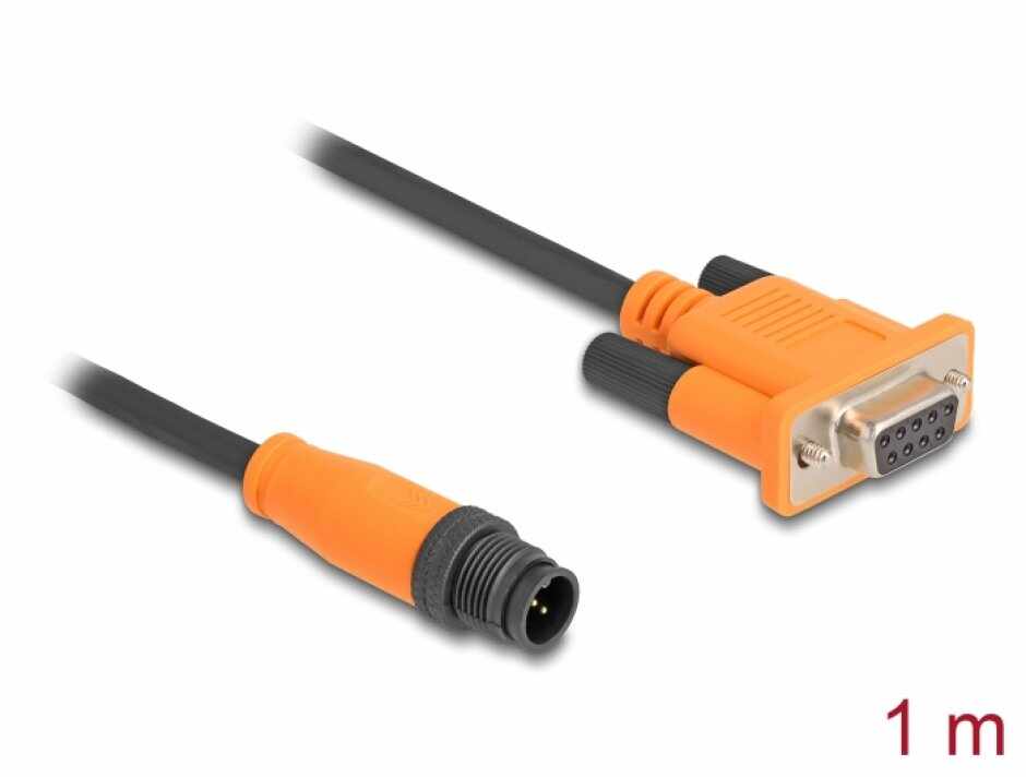 Cablu M12 CAN Bus A-coded 5 pini la D-Sub 9 pini T-M 1m, Delock 66745