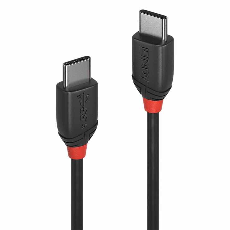 Cablu USB 3.1 tip C la tip C 3A/60W Black Line T-T 0.5m, Lindy L36905