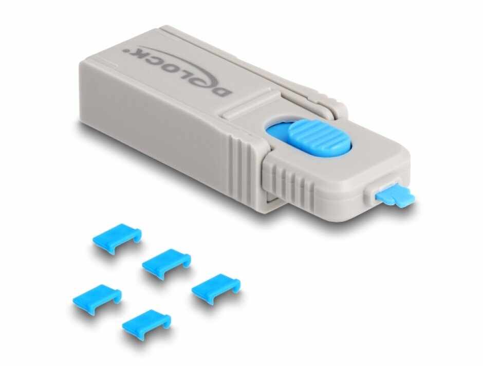 Port blocker micro USB-B 5 buc +cheie, Delock 20925