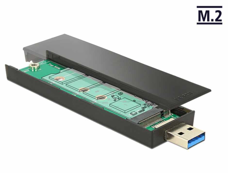 Rack extern pentru SSD M.2 SATA 80mm la USB 3.1, Delock 42593