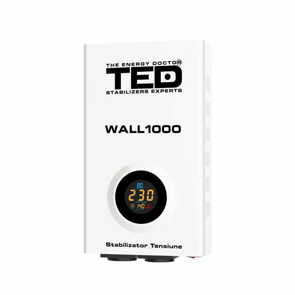 Stabilizator de tensiune cu 2 prize TED WALL TED 000057, 1000 VA/600 W