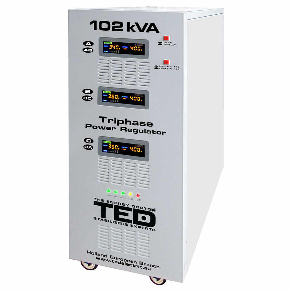 Stabilizator de tensiune trifazic cu servomotor TED 102kVA-SVC TED000064, 102000 VA/70000 W