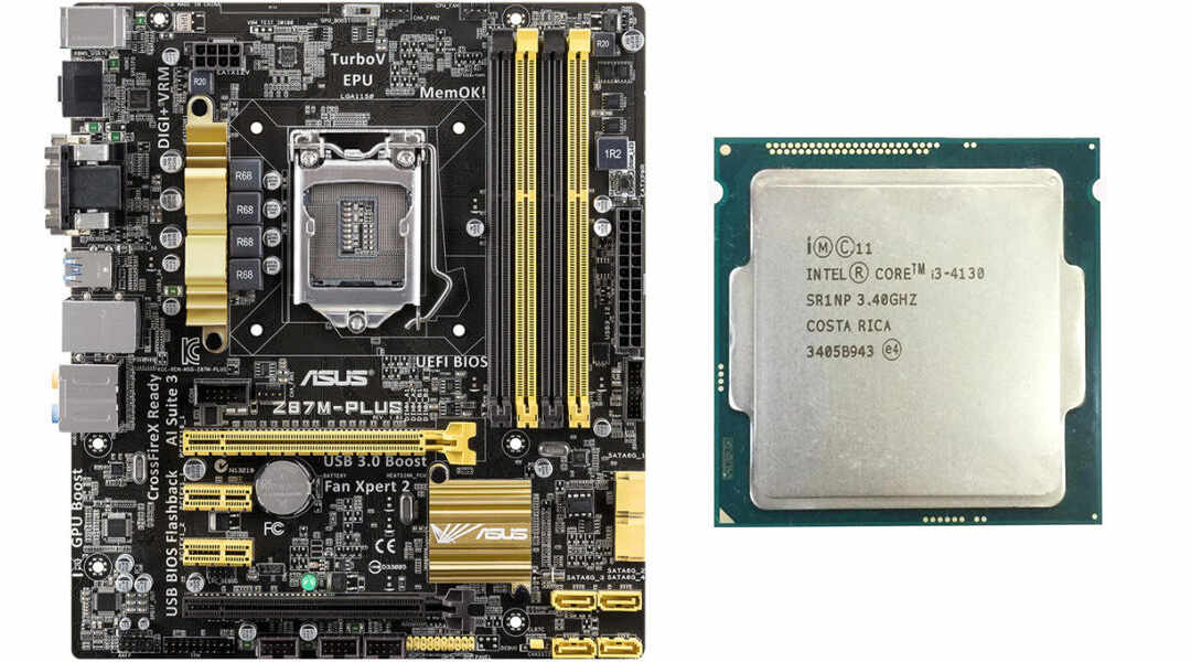 Placa de Baza Asus Z87M-Plus, Socket 1150, mATX, Shield, Cooler + Intel Core i3-4130 3.40GHz