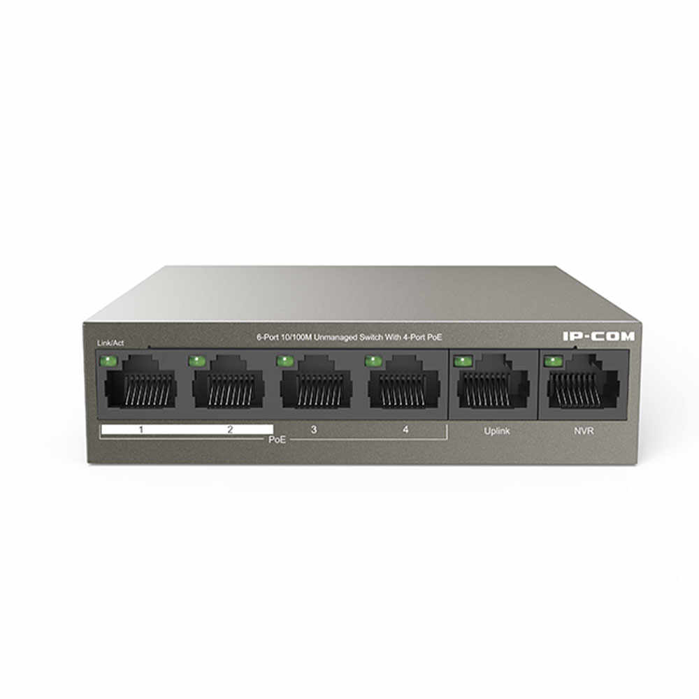 Switch cu 6 porturi IP-COM F1106P-4-63W, 1.2 Gbps, 0.89 Mpps, 1000 MAC, PoE, fara management