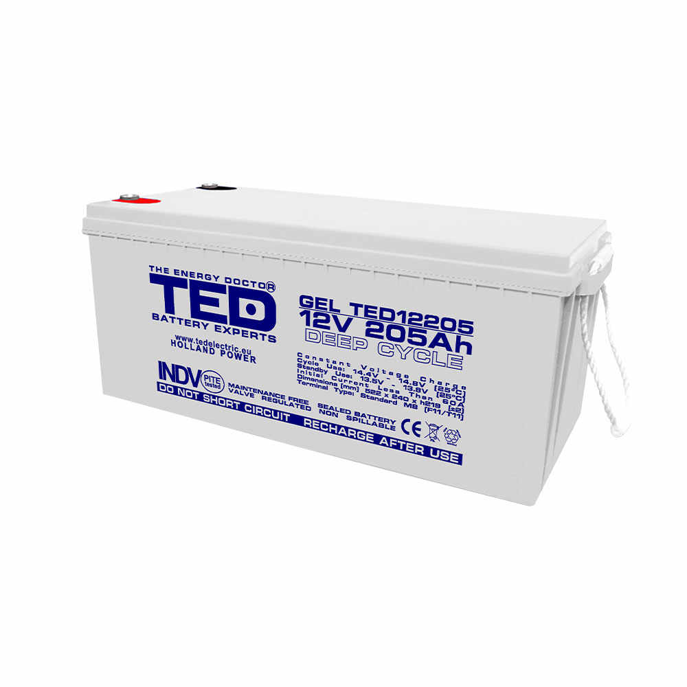 Acumulator GEL TED DEEP CYCLE TED003522, 12 V, 205 A