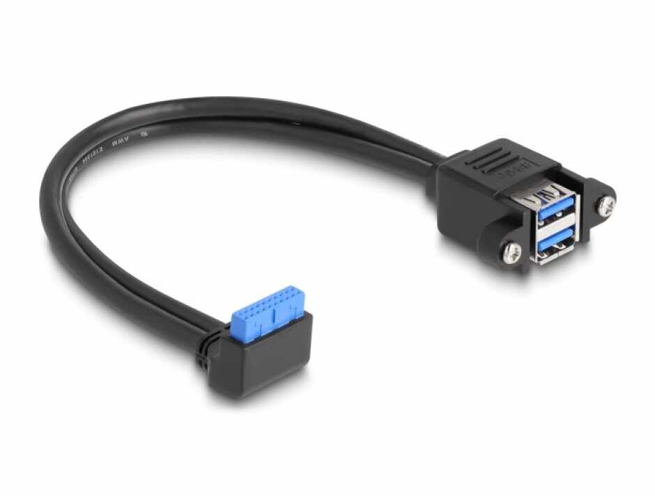 Cablu USB 3.2 pin header la 2 x USB-A M-M 0.5m, Delock 83007