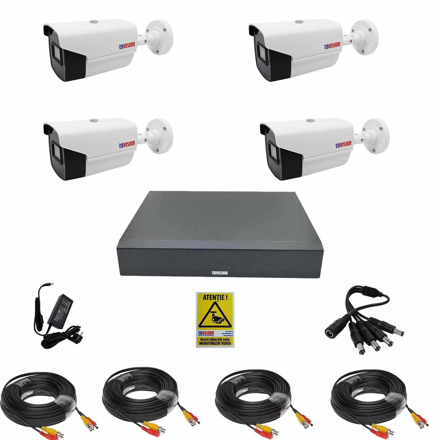 Kit Rovision complet 4 camere supraveghere exterior full hd 40 metri IR 1080P