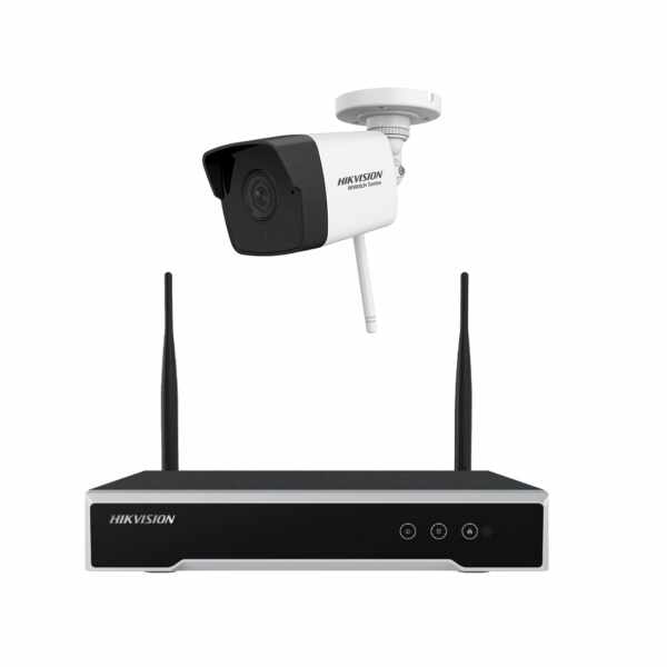 Kit supraveghere wireless o camera WIFI Hiwatch Hikvision, 2MP, IR 30m, NVR 4 canale, 4MP, H.265+