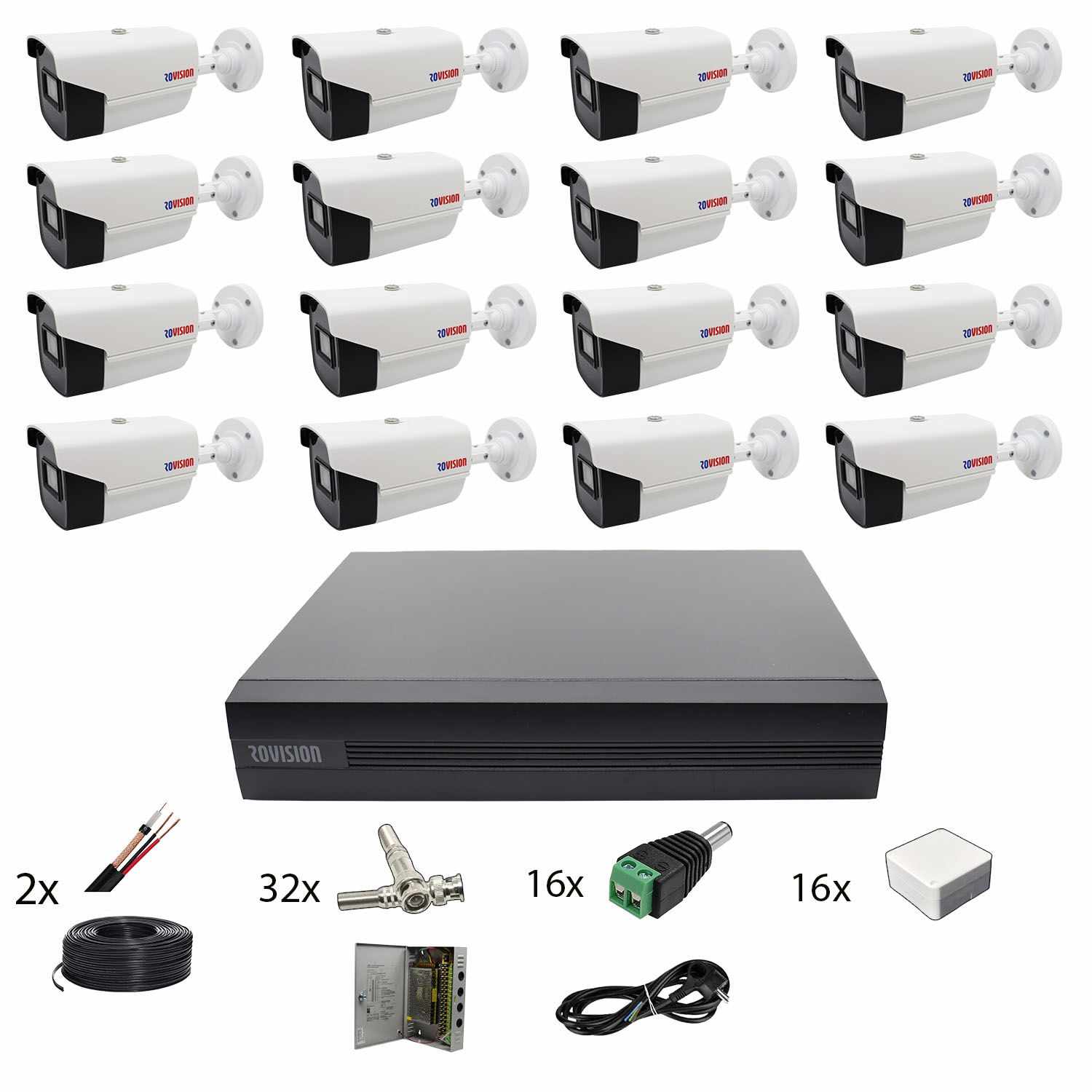 Sistem supraveghere 16 camere Rovision oem Hikvision, 2MP, full hd, IR40M, DVR Pentabrid 16 canale, accesorii incluse