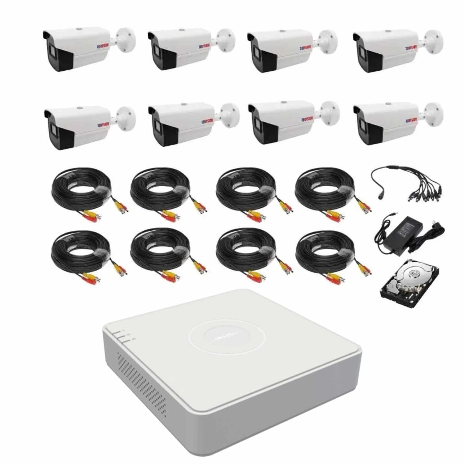 Sistem supraveghere 8 camere Rovision oem Hikvision 2MP full hd, IR40m, DVR 8 Canale, Accesorii si hard incluse