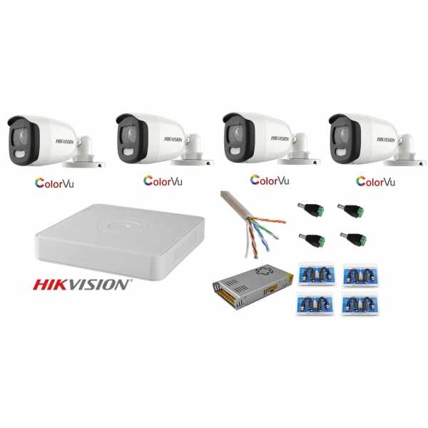Sistem supraveghere Hikvision 4 camere 5MP Ultra HD Color VU full time ( color noaptea )