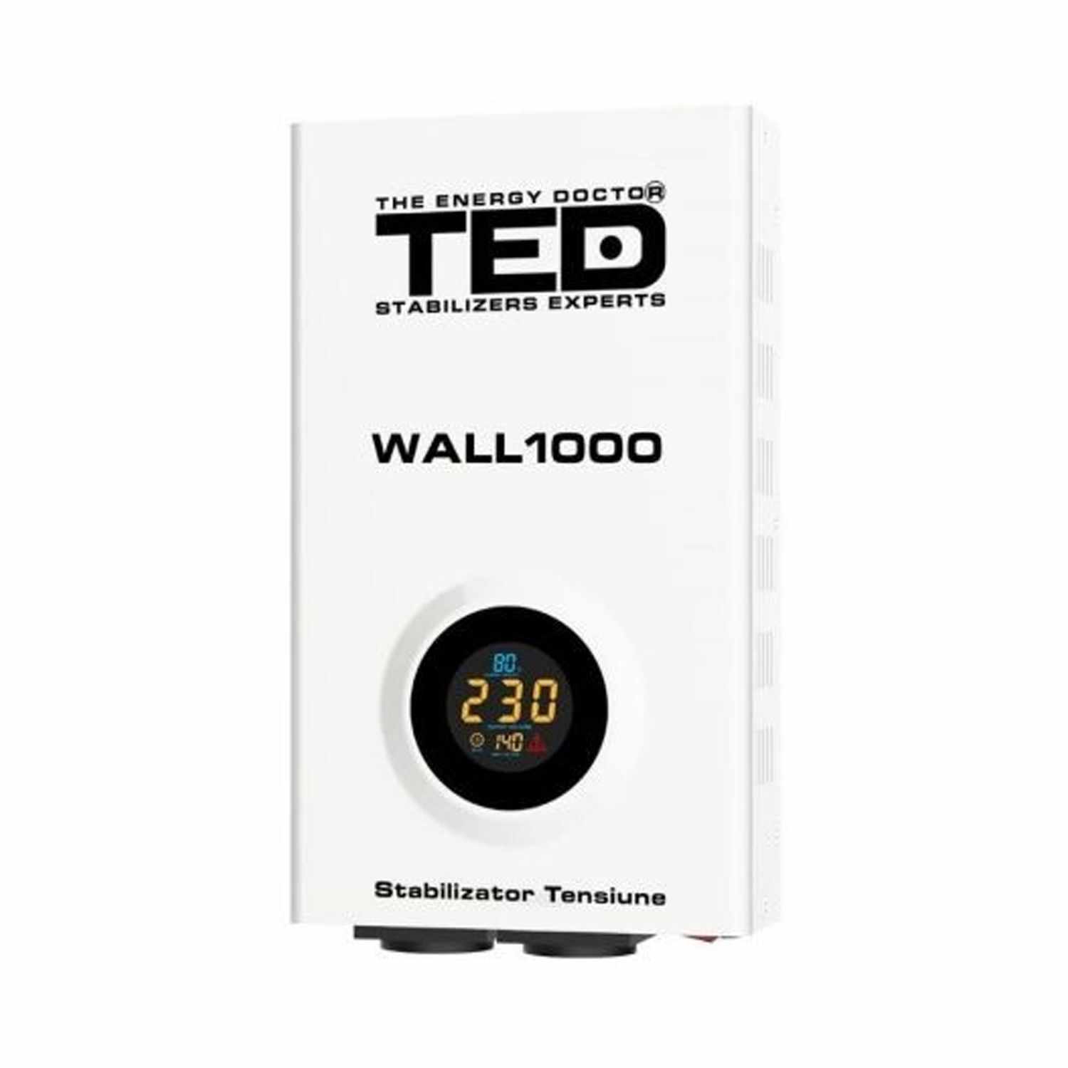 Stabilizator retea maxim 1000VA-AVR LCD 2 iesiri schuko WALL TED000057 (1/4)