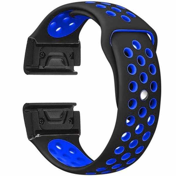 Curea ceas Smartwatch Garmin Fenix 3 / Fenix 5X, 26 mm iUni Silicon Sport Negru-Albastru