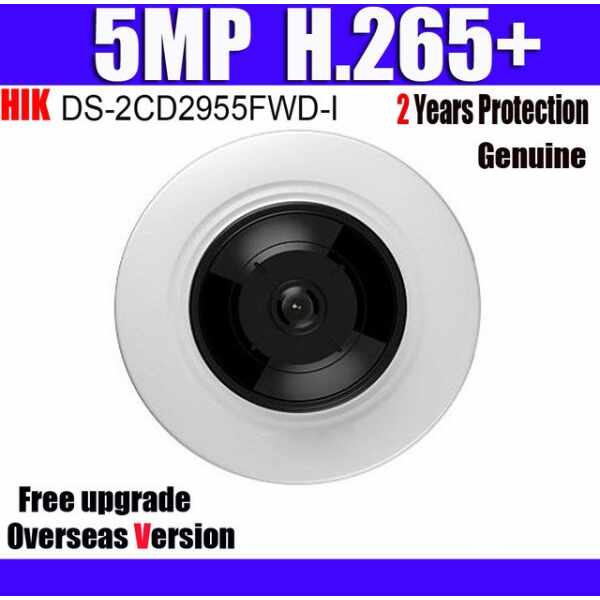 Camera supraveghere IP Dome Hikvision DS-2CD2955FWD-I, 5 MP, IR 8 m, 1.05 mm fisheye