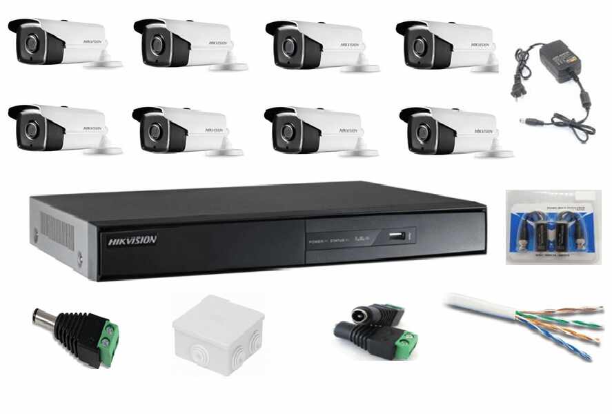 Kit sistem supraveghere profesional Hikvision 8 camere video 2MP, IR 40m