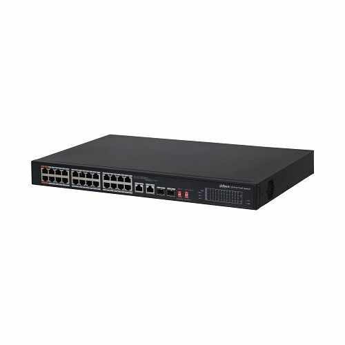 Switch Dahua PFS3226-24ET-240 24 porturi PoE + 2 Port Gigabit + 2 SFP Combo, 240W