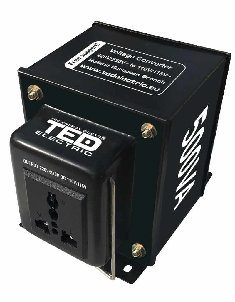 Transformator 230-220V la 110-115V 500VA/500W reversibil TED003676